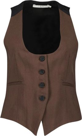 Iro Cala Tailored Vest - Dames - Gillet - Bruin - M - Leer - Kostuums