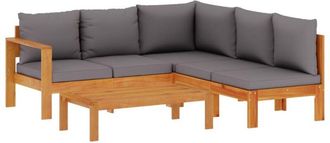 vidaXL Set Sof&aacute;s De Jard&iacute;n Con Cojines 4 Pzas Madera Maciza De Acacia Vidaxl