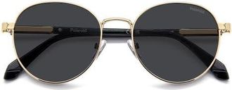 Polaroid 53mm Polarized Round Sunglasses in Gold Grey/Grey at Nordstrom