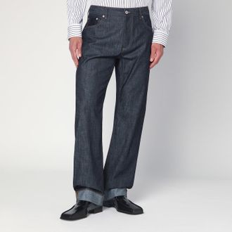 Bottega Veneta Jeans blu indaco con risvolto