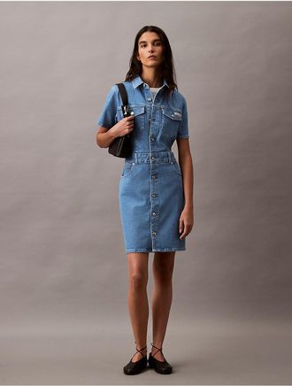 Calvin Klein Jeans Calvin Klein Womens Denim Trucker Dress - Blue - XS