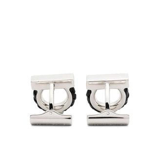 Ferragamo Cufflinks & Tie Clips, male, Gray, Size: ONE SIZE Braided Band Logo Plaque Jewellery