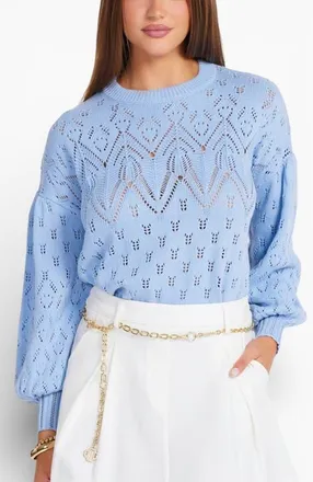 Bishop + Young Favorite Pointelle Sweater in Sea at Nordstrom, Size X-Small