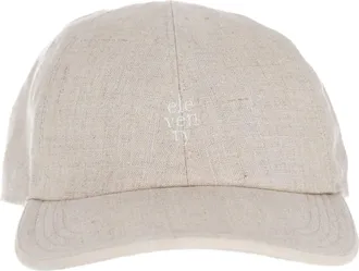 Eleventy Beige Linen-Cotton Baseball Hat