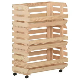vidaXL Vidaxl - Carrito Para Verduras Madera Maciza De Pino 57x30x80 Cm