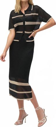 Joseph Ribkoff Striped High-Waist Bodycon Skirt In Black/parchment