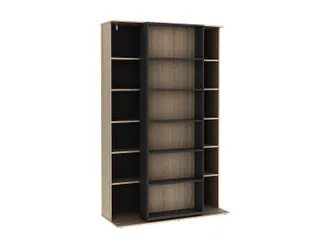 Vente-Unique Biblioteca corredero con 18 estantes - Natural y antracita - PRALI