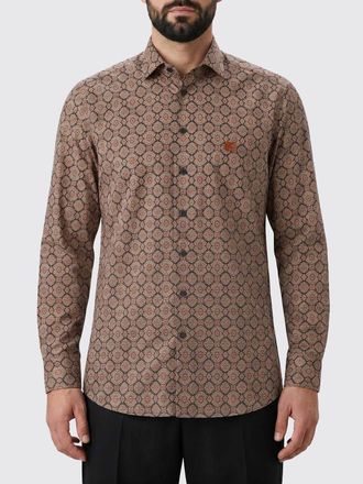 Etro Slim Fit Ethnic Print Cotton Shirt with Cube Logo