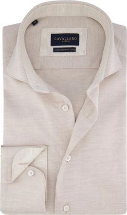 Cavallaro Overhemden, Heren, Beige, M, Beige Business Overhemd