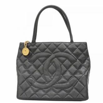 Chanel Black Grained Calfskin Tote Bag (Pre-Owned)