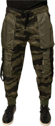 Dolce & Gabbana Groene Cargo Jogger Broek met Logo - Heren - Slim Fit Broeken - Groen - L - Katoen - Broeken