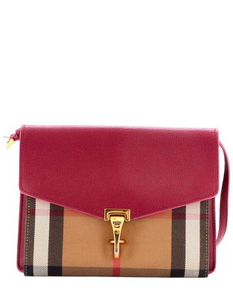 Burberry Pink Leather & House Check Canvas Macken Crossbody Small (Authentic Pre-Loved)