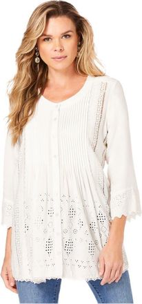 Roaman's Eyelet Big Shirt in White at Nordstrom, Size 12