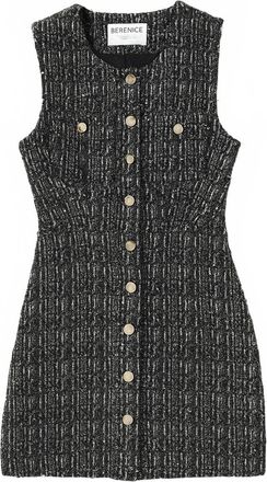 BERENICE Womens Ruanita Tweed Dress In Grey Lurex
