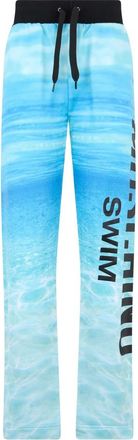 Moschino Broeken, Dames, Blauw, M, Katoen, Trainingsbroeken met watereffect en elastische tailleband