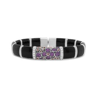 House of Brilliance Silver Enamel 1/3 Ct Diamonds & Sapphire Bangle Bracelet -7.75 in White at Nordstrom