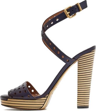 Fendi Sandali in pelle verniciata con plateau 130mm - Blu