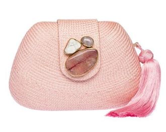 Raf&eacute; New York Tamu Embroidered Bean Clutch in Pale Pink at Nordstrom, Size Small