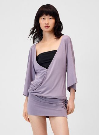 Motel Womens Crossover neckline drop-waist minidress