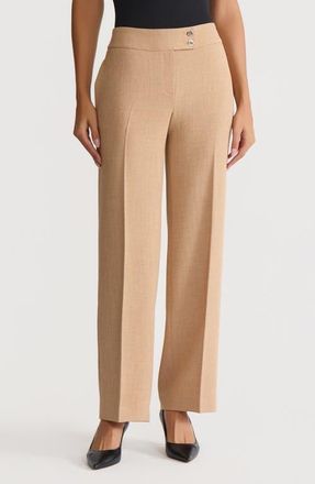 Kasper Flat Front Wide Leg Pants in Soft Sand at Nordstrom, Size 8P