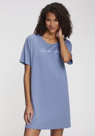 Vivance Nachthemd VIVANCE DREAMS, Damen, Gr. 32/34, N-Gr, blau (hellblau), Single Jersey, Obermaterial: 50% Baumwolle, 50% Viskose, unifarben, Basic, Basic ca