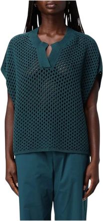Liviana Conti Rondgebreide kleding - Dames - Ronde hals truien - Blauw - M - Truien & Vesten
