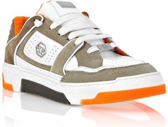Philipp Plein Mix Leather Lo-Top Sneakers Hexagon Luxe Unisex in Beige/orange at Nordstrom, Size 42