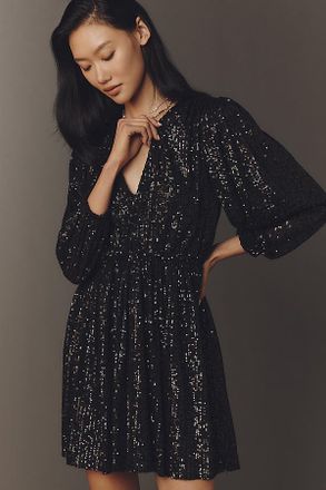 Paige Gianetta V-Neck Sequin Mini Dress