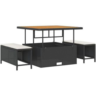 vidaXL Conjunto De Comedor De Jard&iacute;n 3 Pcs Negro Polirat&aacute;n Vidaxl