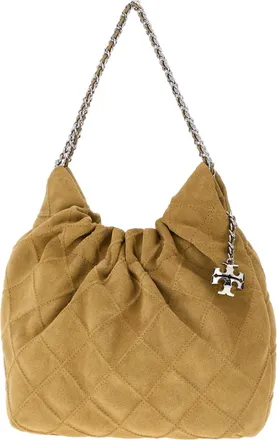 Tory Burch Womens Beige Suede Mini Fleming Shoulder Bag Borse A Mano