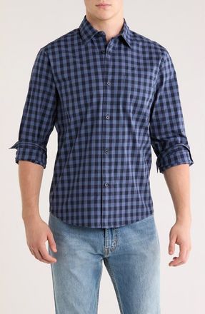 14th & Union Plaid Poplin Button-Up Shirt in Navy Still Griffin Gingham at Nordstrom Rack, Size Xx-Large