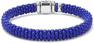 Lagos Mens Anthem Ceramic Caviar Beaded Bracelet in Silver Blue at Nordstrom, Size 6.5