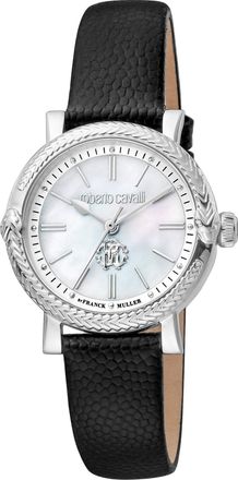 Roberto Cavalli Silver Dial Black Band Watch