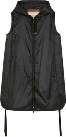 Max Mara Waterafstotende Canvas Gilet met Capuchon - Dames - Bodywarmers - Zwart - M - Jassen