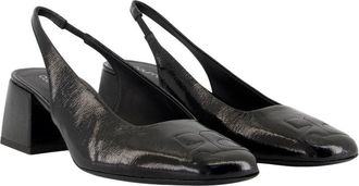 Courr&egrave;ges Womens Patent Leather Block Heel Slingback Black Cotton