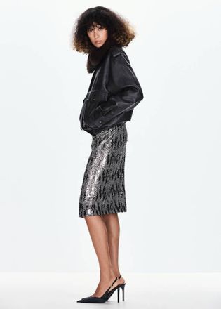 Mango Gonna midi paillettes argento - Donna - XXS - MANGO