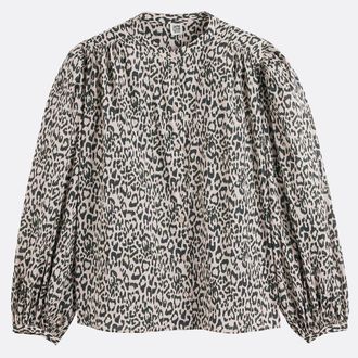 La Redoute Collections Oversized blouse met dierenprint en maokraag