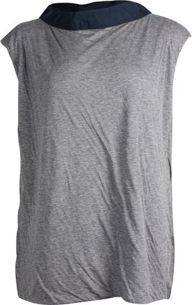 Marni Contrast Collar Cap Sleeve Top in Grey Jersey