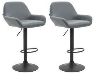 Clp Clp - Set 2 Taburetes De Bar Braga En Cuero Pu Gris Negro
