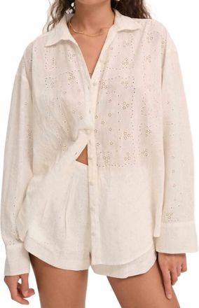 For Love & Lemons Handkerchief Button-Up Shirt In White