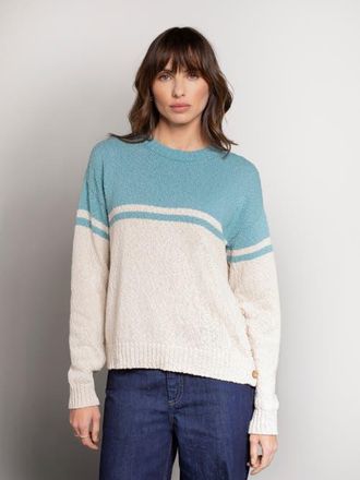 Celtic & Co. Slub Yarn Colourblock Sweater in Skylight /Oatmeal at Nordstrom, Size Large