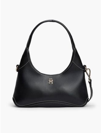 Tommy Hilfiger Womens Monogram Mini Crescent Bag - Black