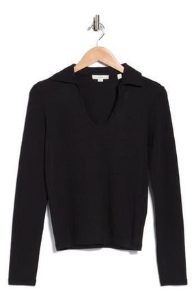Vince Johnny Collar Polo in Black at Nordstrom Rack, Size X-Large