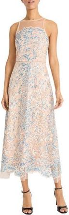 Maggy London Mesh Illusion Gem Gown in Blue/Blush at Nordstrom Rack, Size 10