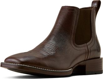 Ariat Mens Booker Chelsea Wide Square Toe Western Boots in Chocolate Chip Leather, D Medium Width, Size 10.5, by Ariat