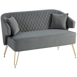HOMCOM Sof&aacute; doble 124x69x76 cm gris