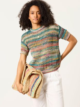 Fat Face FatFace Maggie Green Knitted Open Stitch Top