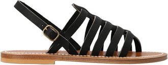 K.Jacques Homere Sandalen - Heren - Sandalen - Zwart - 42 EU - Leer - Schoenen