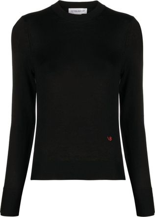 Victoria Beckham logo-embroidered merino wool jumper - women - Merino - L - Black
