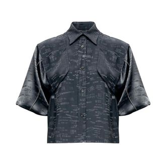 Maison Margiela Shirts, female, Gray, Size: 2XS Jacquard Convertible Shirt